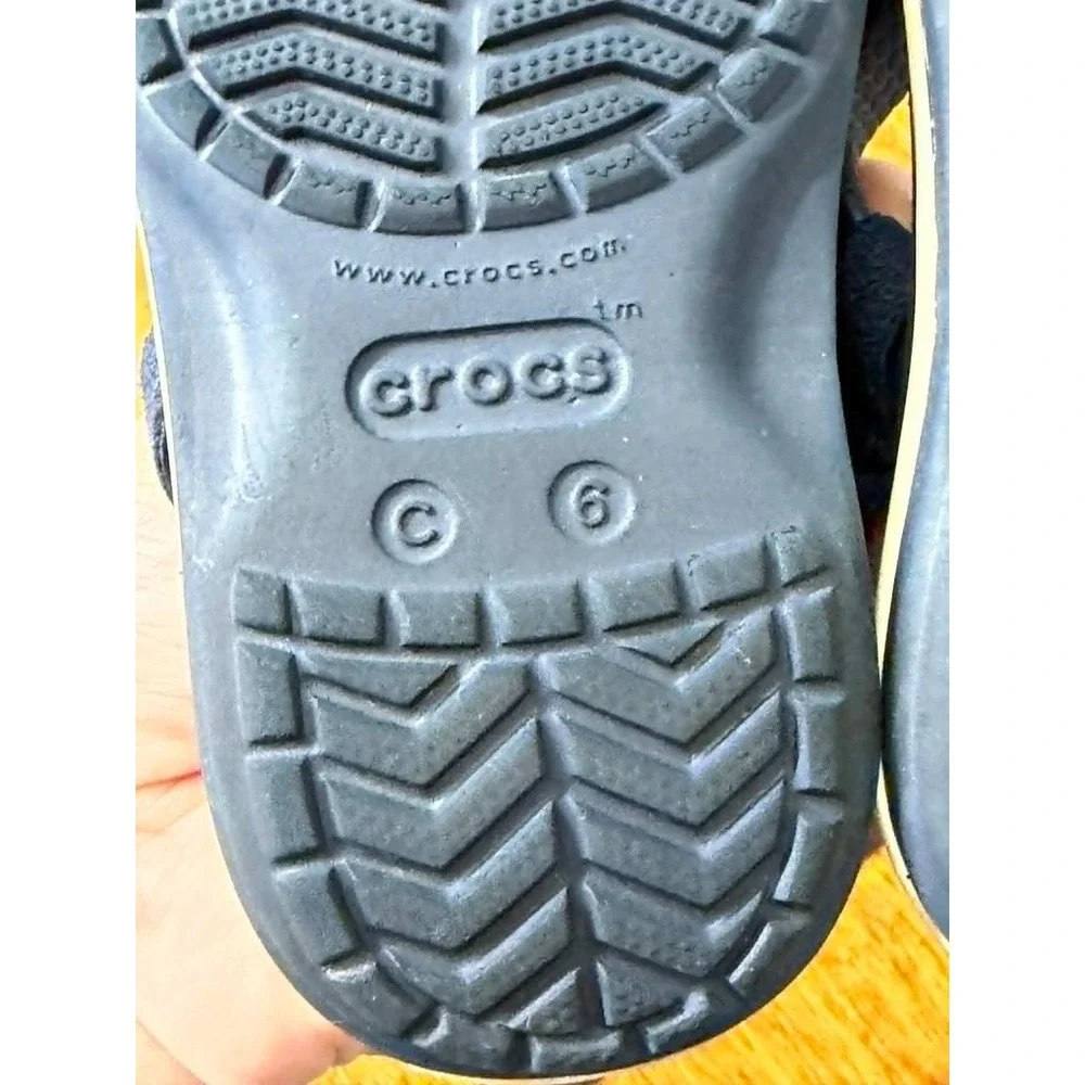 Crocs‎ Kids 6 Croc band Strap Flip Flops Navy Blue slip on Sandals Water shoes
